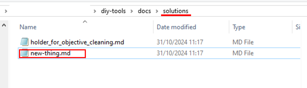 Screenshot of solutionsfolder